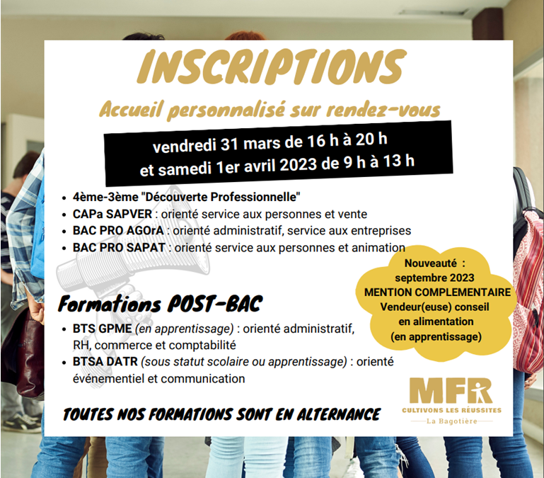 MFR La Bagotière – Inscriptions 2023/2024