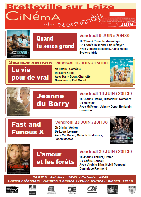 Cinéma Le Normandy à Bretteville-sur-Laize / Programmation de Juin