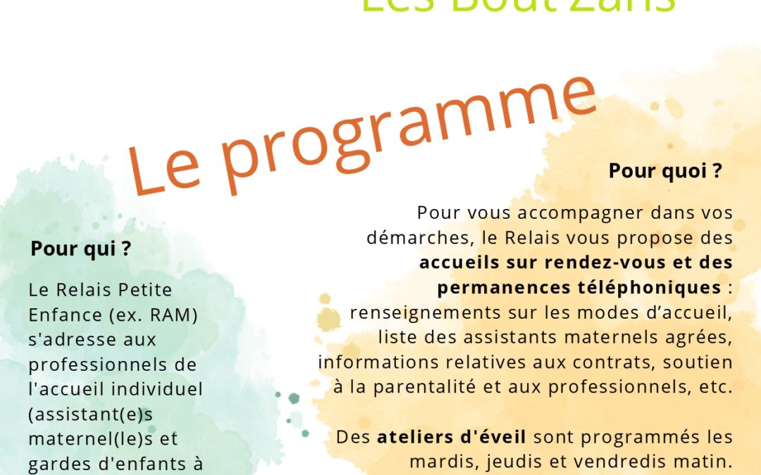 Programme pour novembre et décembre du RPE les Bout’Zans situé à Thury-Harcourt-le-Hom