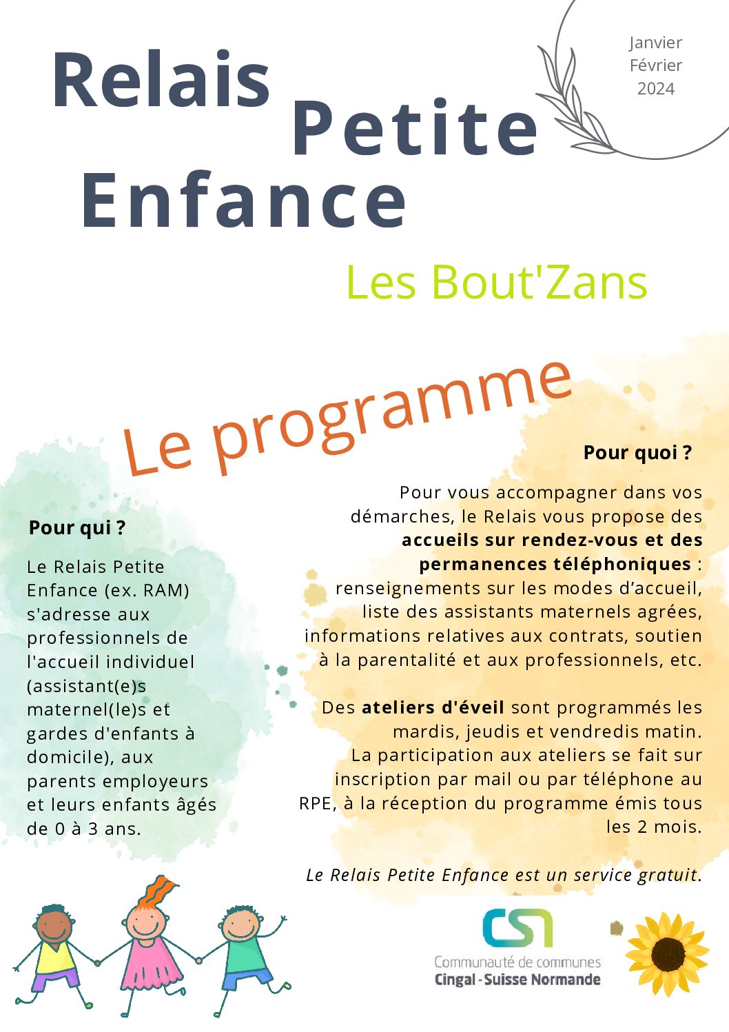 Programme de janvier et février du RPE les Bout’Zans (Thury-Harcourt-le-Hom)